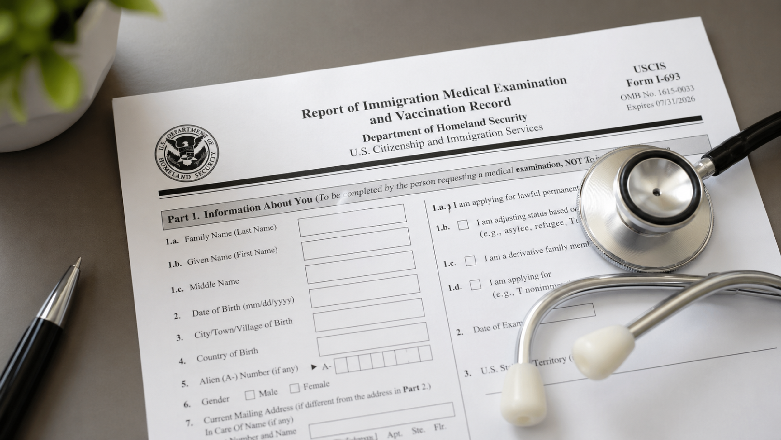 USCIS immigration medical exam (Form I-693)